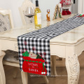 Table de Noël Runner Christmas Applique brodé à carreaux à carre